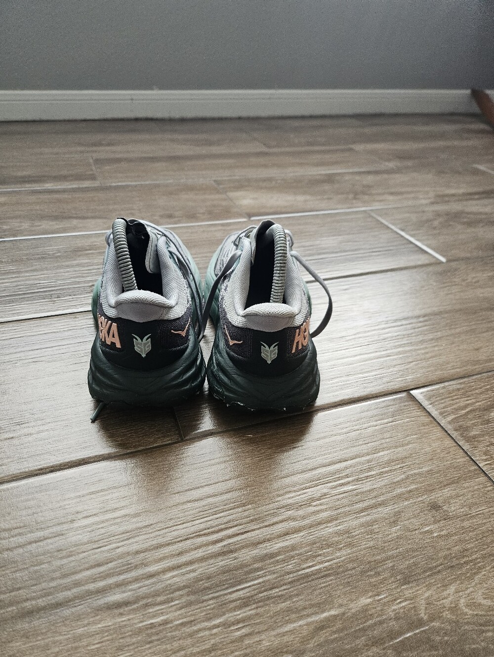 Hoka Speedgoat 5 Sneakers in Teal, Gray & Pink
